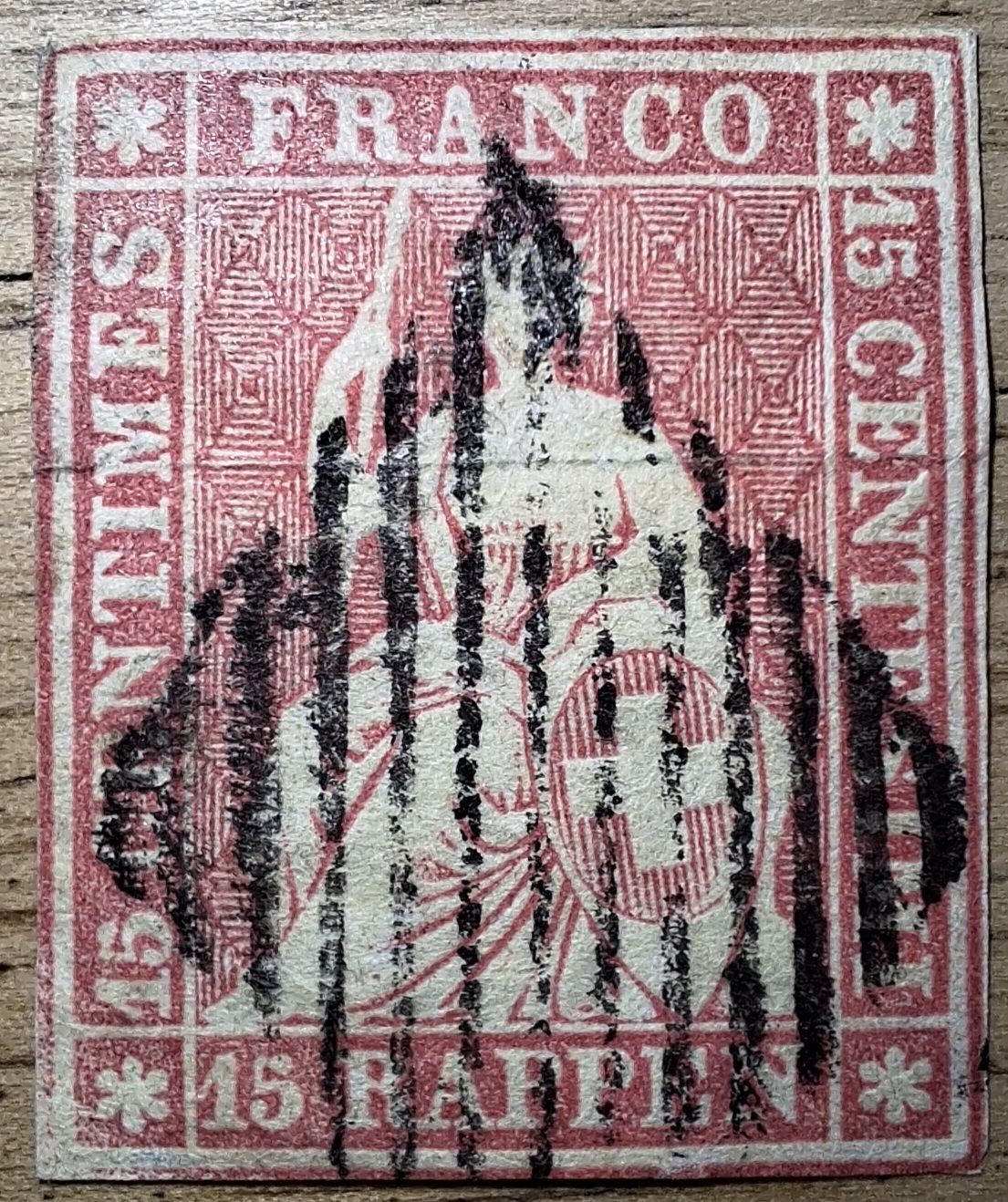 Tutti i francobolli: Strubel 24A3c mit Befund Kat. 240.-  – Usato da Balgach venduto da SIMEON27