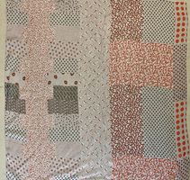 Tüll Schal Patchwork rot-grau 100x100cm
