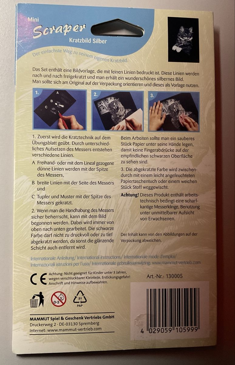 Kit bricolage: Kratzbild Silber Katze neu & originalverpackt – Nuovo e nell'imballaggio originale da Eggersriet venduto da Rotti44 1