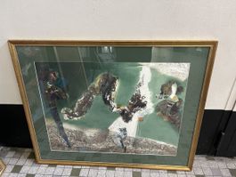 Tableau Abstrait  avec Cadre Doré, Chic!