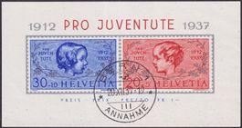 1937, J83I+J84I (PJ-Block) mit Ersttagsstempel BERN, K:100.-