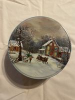 Vintage Christmas Cookie Tin 20cm, Winter Wonderland Scene