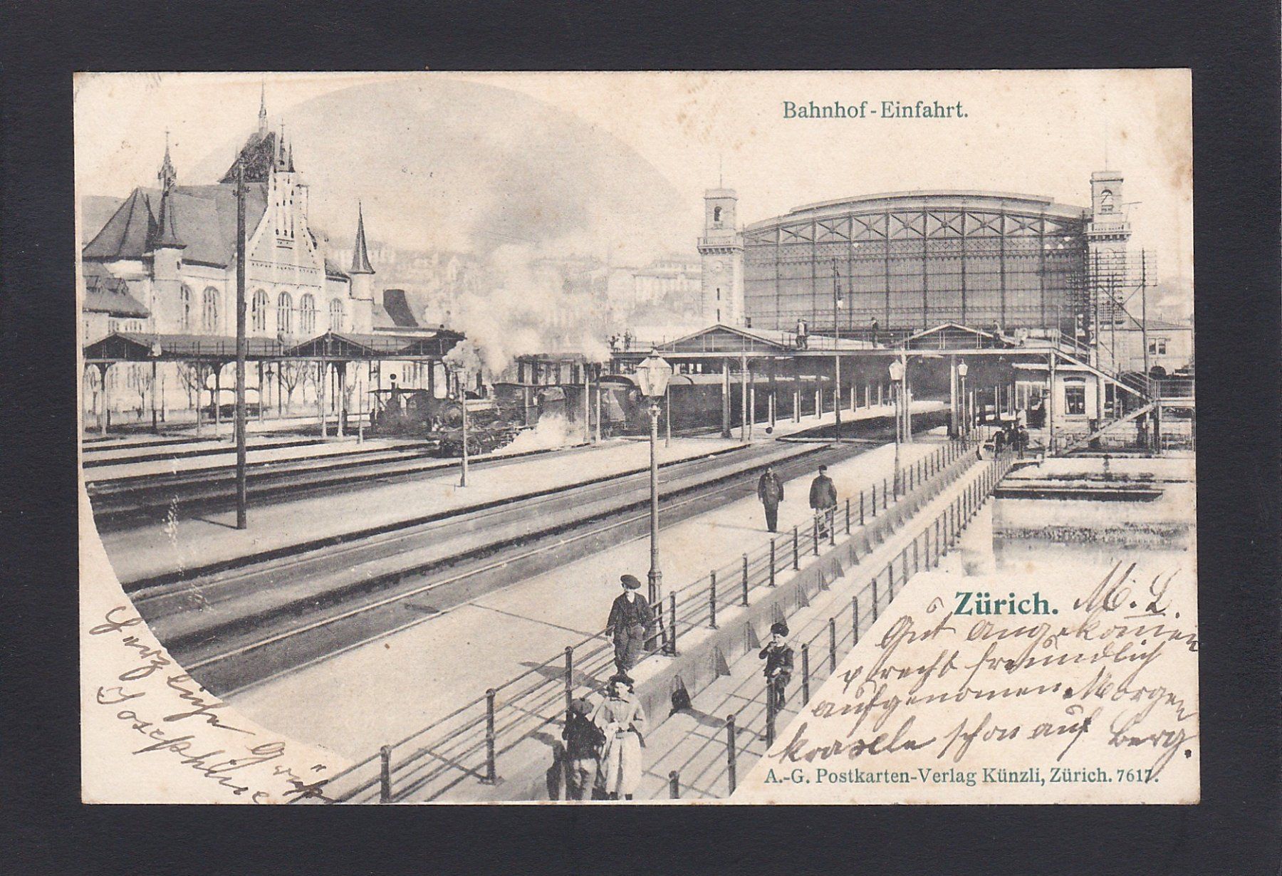 Cartoline postali: ZÜRICH Bahnhof-Einfahrt, Bahn, Dampflok, 1903 – Usato da Reiden venduto da cinfis