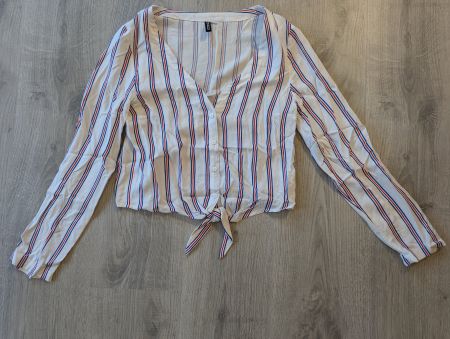 Crop Bluse mit Knoten, Divided, weiss/blau/rot, Gr 34/36