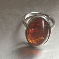 Bernstein Ring, 925er Silber RETRO (Grösse 56/17.8mm)