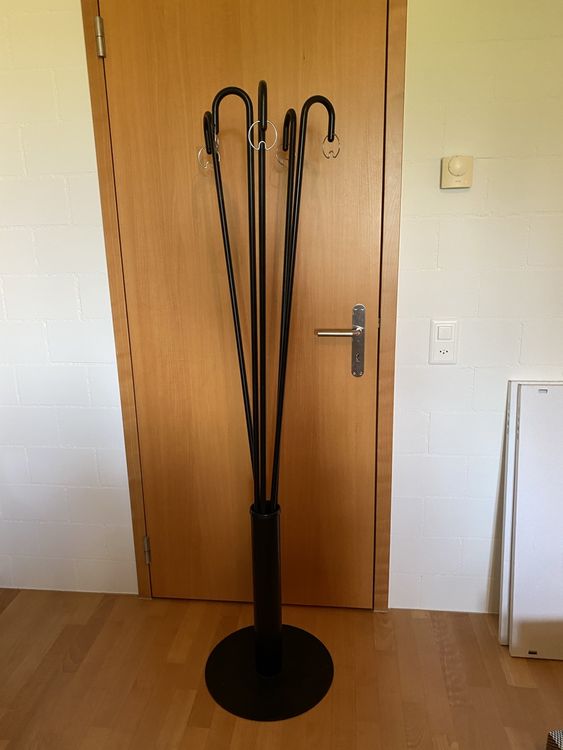 Garderobenständer Schwarz Marmor - Moderner Kleiderständer Mit Doppelsäulen