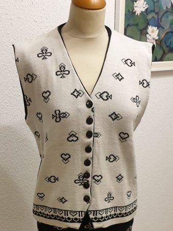 Kabri Feinstrick-Set Rock & Gilet Schwarz-Weiss Grösse 38
