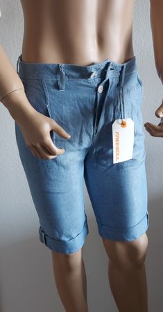 Neue Free Soul Sommer Bermuda Leinenhose hellblau, Grösse 30