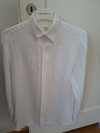 Chemise Mazzarelli 100% lin blanc taille 37 slim 14.5
