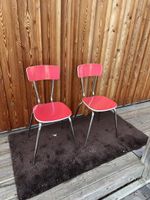 2x Vintage Stühle, rot, Chrom, 60er Jahre, Top Zustand