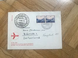 1954 Swissair Flugpostbeleg  CH - Rio de Janeiro - Sao Paul