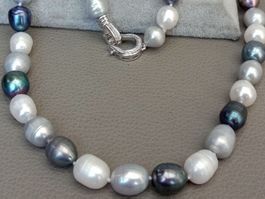 Blau Lua Perlen Kette Echte 1cm Collier Perle Vrai Halskette
