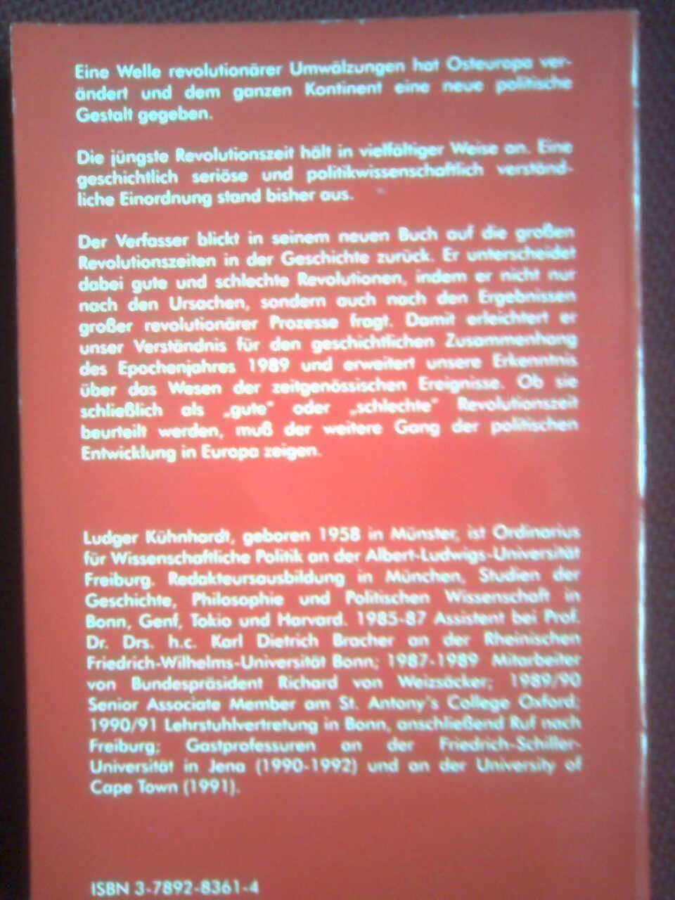 Libri: Ludger Kühnhardt Revolutionszeiten – Usato da Basel venduto da Alacant 1