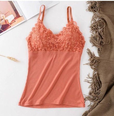 NEUES Top mit Brust Pads rostorange für Gr. XS & S - 220596