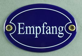 Emailleschild oval-EMPFANG-BLAU