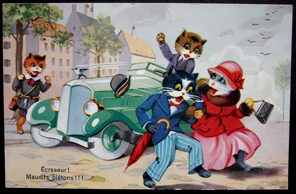 Cartoline postali: AK Katzen mit Auto – Usato da Jona venduto da philajona