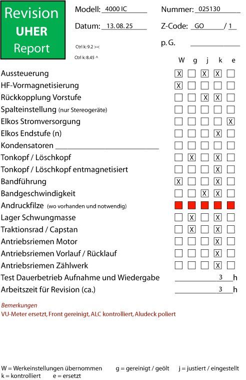 Uher Bandmaschinen: Uher 4000 Report IC Automatic,2-Spurgerät revidiert,getestet – Gebraucht aus Hellsau von Poenny 9