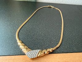 Vintage Halskette Goldfarbe mit strass