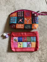 Pochette ricamata motivo patchwork con cerniera 2 pezzi