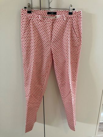 MaxMAra Weekend - pantalon blanc à motifs rouge