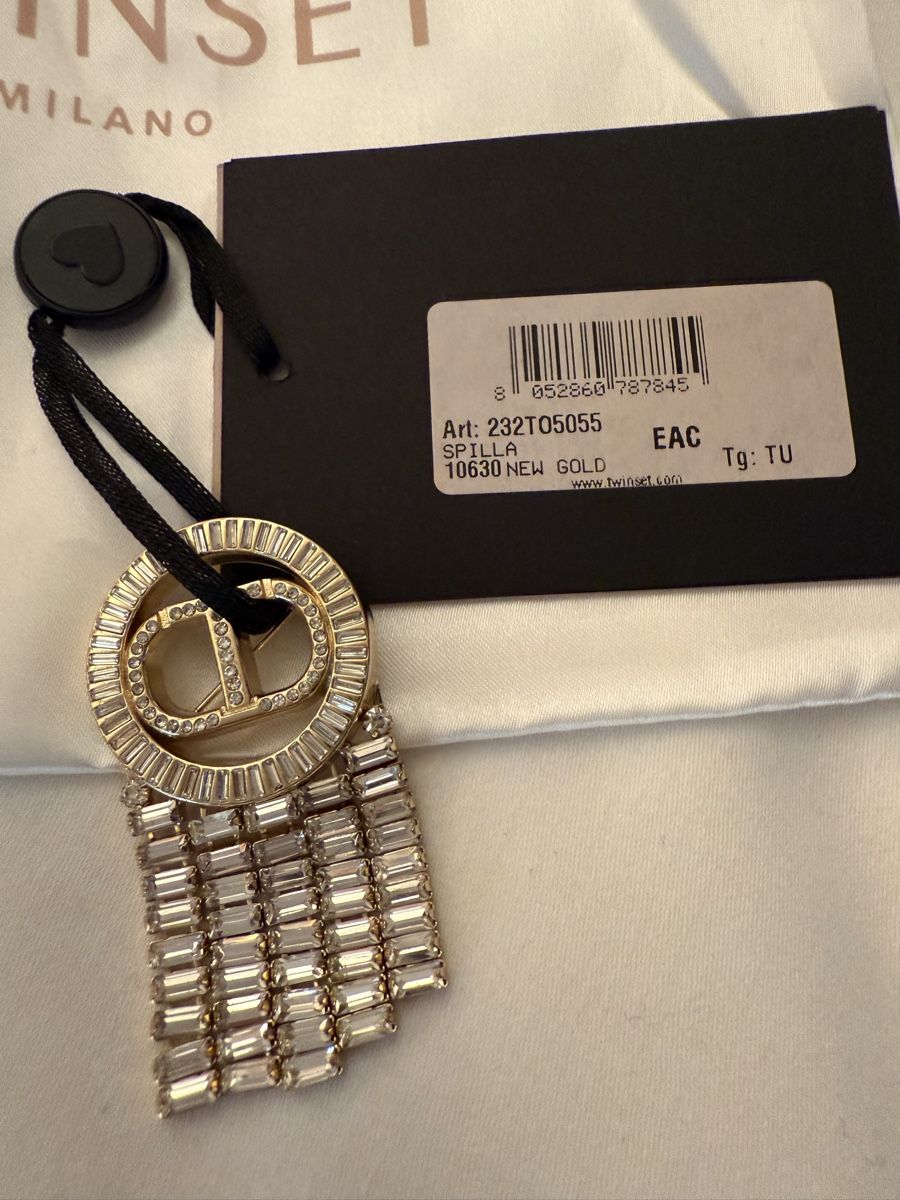 Altri gioielli: Twinset Broche Gold Glitzersteine – Nuovo e nell'imballaggio originale da Zürich venduto da derhollaender 1