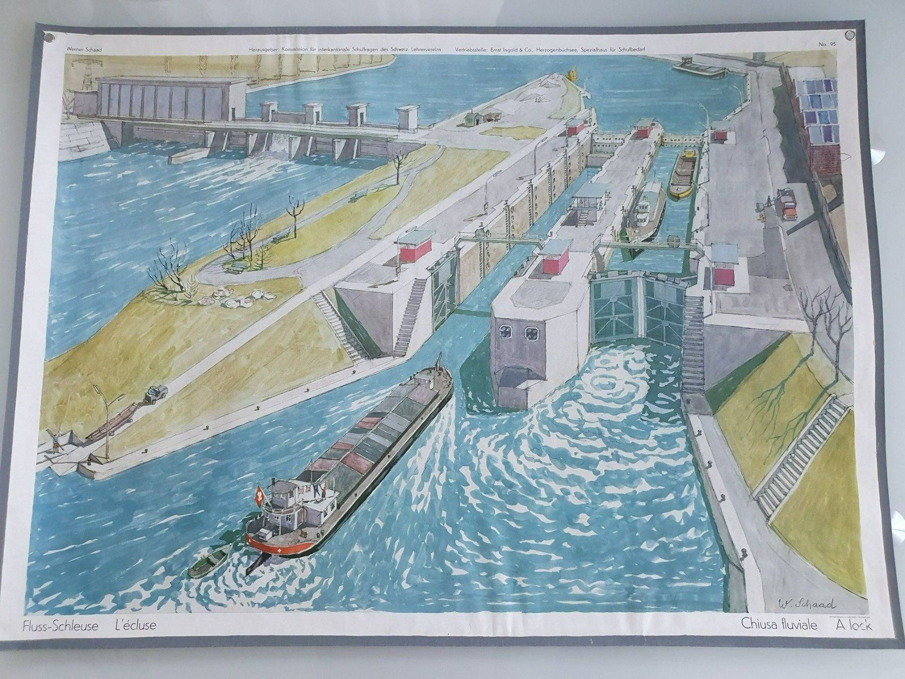 Poster & Bilder: Schulwandbild Nr. 95 Fluss-Schleuse – Gebraucht aus Fribourg von YannDuc