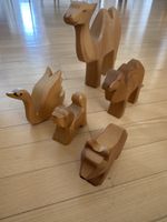 Holztiere 4er Set Kamel Schwan Hund Bär Handarbeit guter Zus