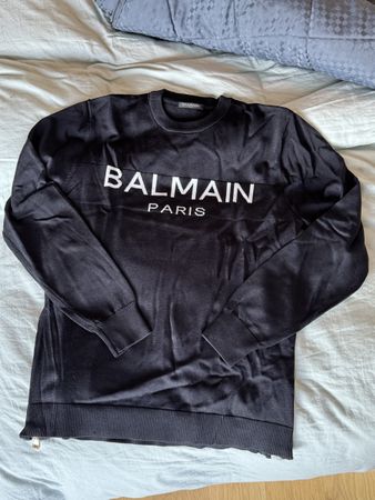 Balmain Paris Black Sweater, Gold Zipper Detail, Size M