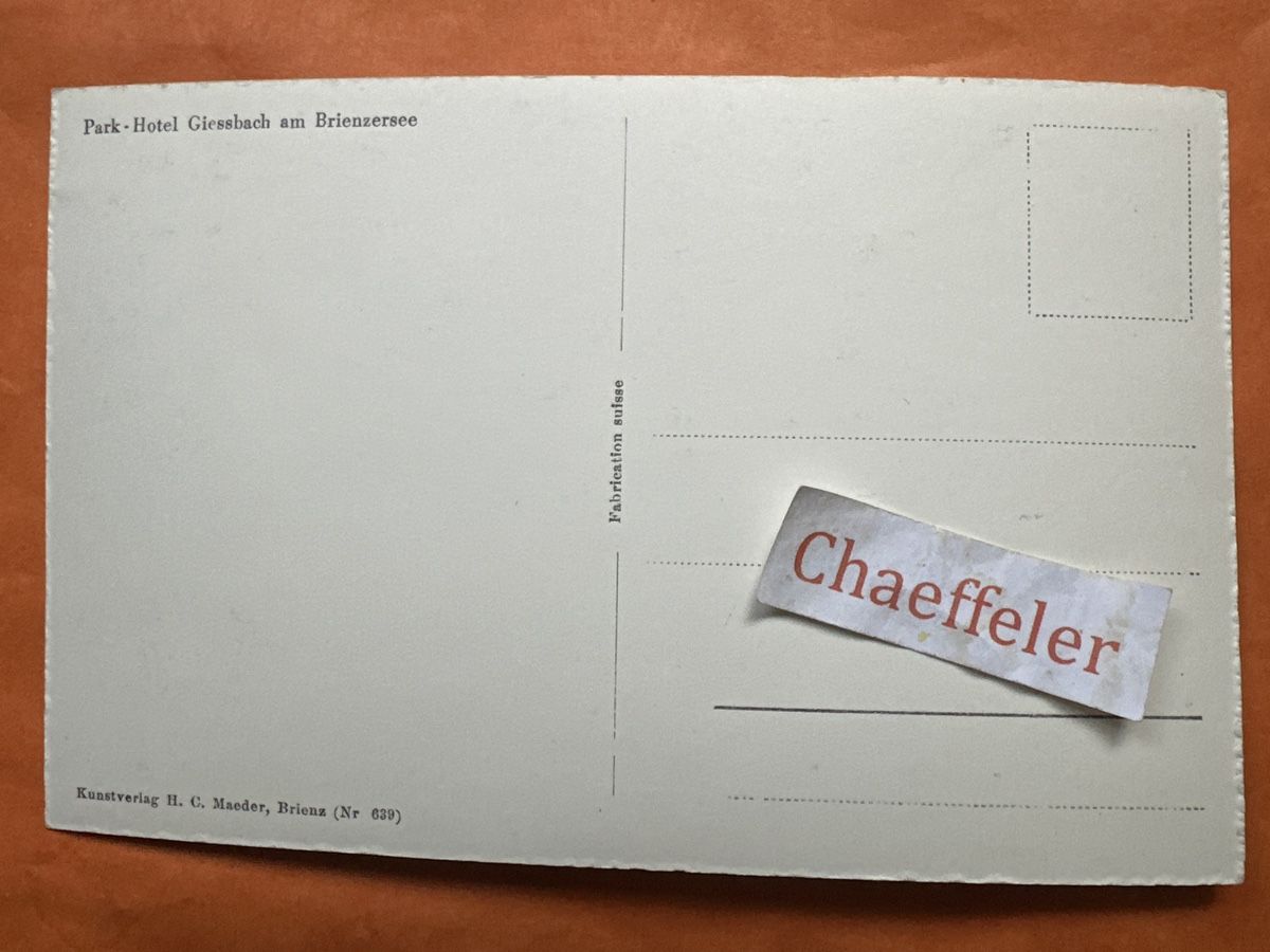 Cartes postales: Park-Hotel Giessbach am Brienzersee – D'occasion à Zürich par Chaeffeler 1