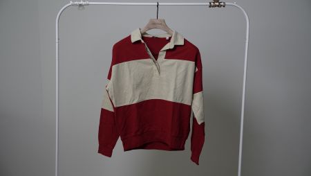 Gant Polo Shirt Longsleeve Damen gestreift rot beige S