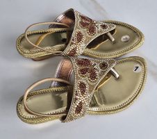 Goldene Damensandalen mit Glitzersteinen, Gr. 32 NEU, Sommer