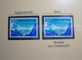 Abart 1967 **, Retusche unter Verkehrstafel, San Bernardino