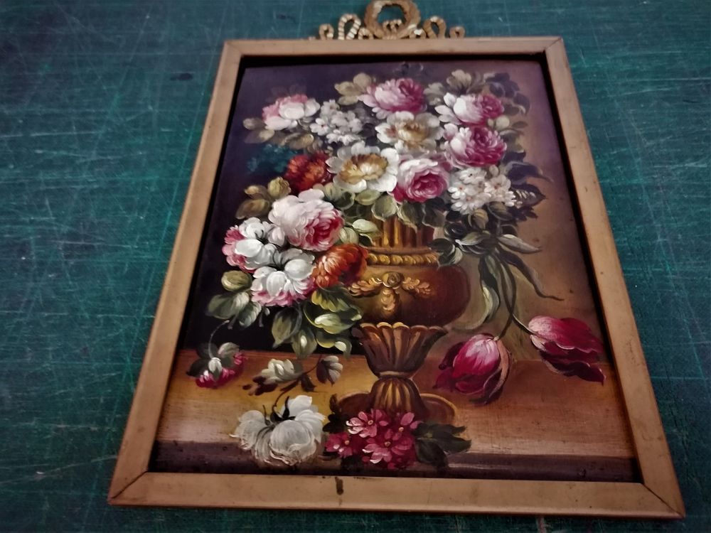 Melody Jane Puppenhaus-Bild: Rosa Blumen-Gemälde Im Goldrahmen – Miniatur-Deko Für Puppenhäuser & Dioramen