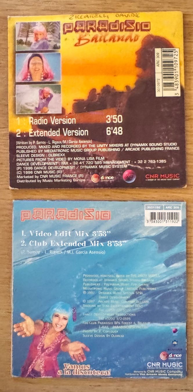 CDs: Paradisio – Gebraucht aus Lausanne von davzic 1