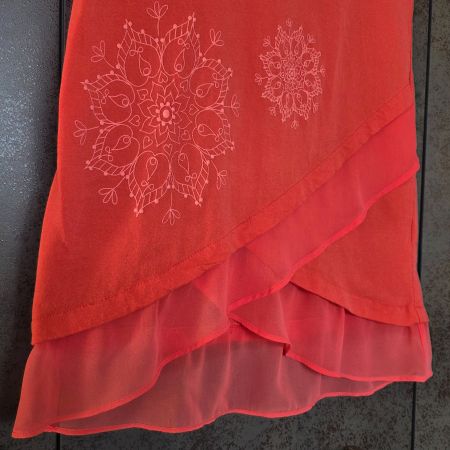🐸 DESIGUAL TOP ORANGEROT MEHRLAGIG BESTICKT WIE NEU