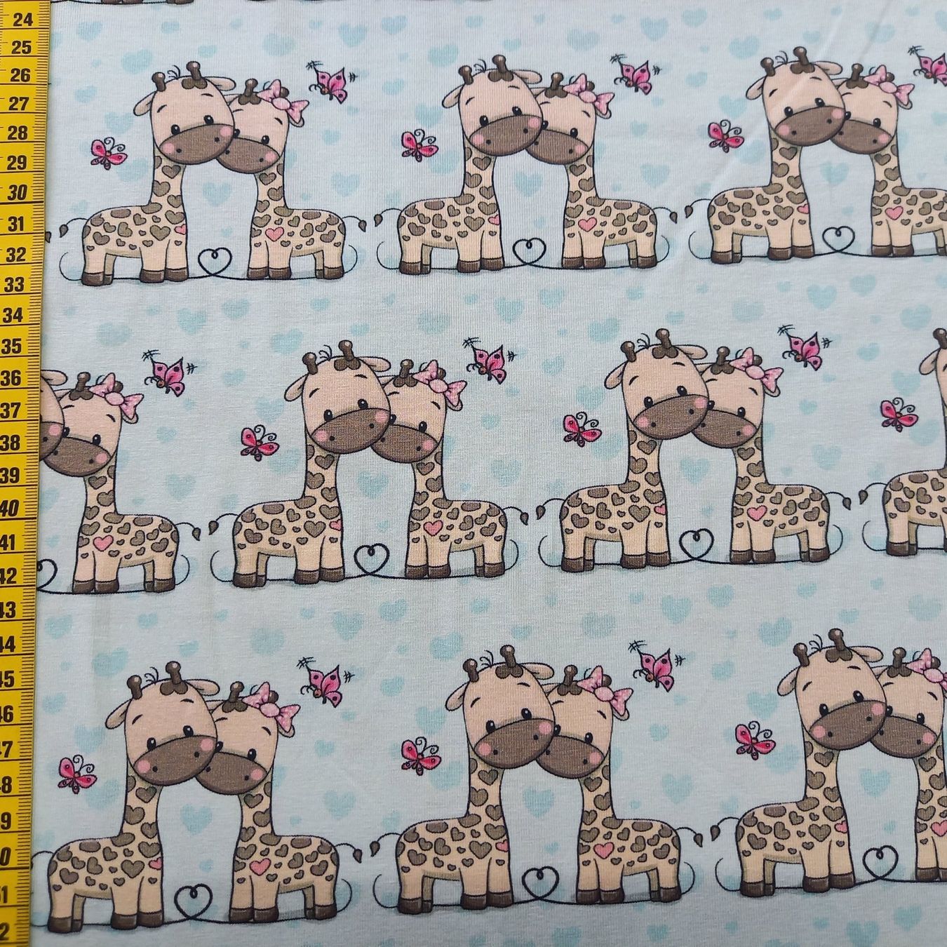 Tessuti: Jersey Giraffe hellblau – Nuovo e nell'imballaggio originale da Winterthur venduto da Kimbana 1