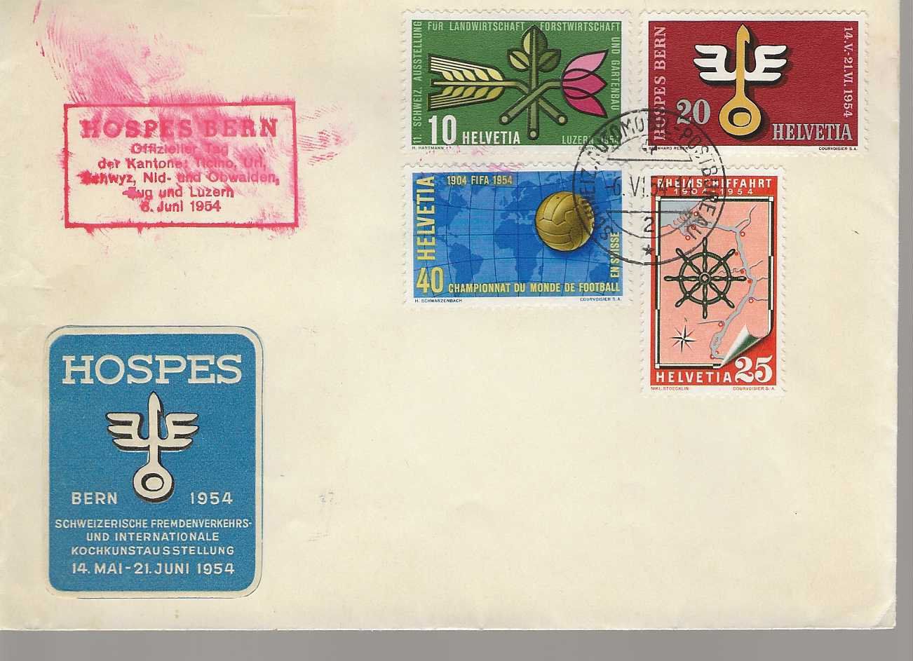 Buste & buste per spedizione: enveloppe Hospes Bern 1954 – Usato da Sorvilier venduto da carose01