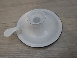 Kerzenständer Emaille Karls 1921 weiss 1 Stück alt  Emaille