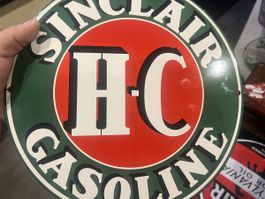 Emailschild Sinclair HC Gasoline rund Zustand gut