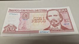 Kubanische Banknote 100 Pesos, Jahr 2023, Top