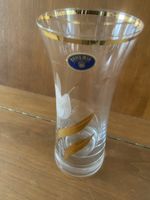 Bohemia Kristall Blumenvase, Goldrand, Top Zustand!