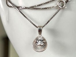 Nordisches Silber Collier 925 Bergkristall zeitlos elegant