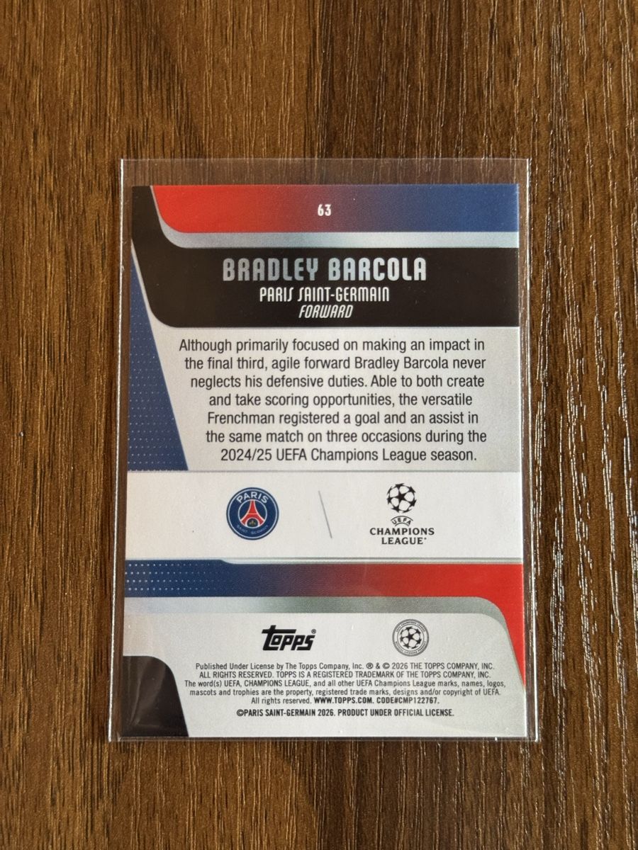 Topps Carte collezionabili: Bradley Barcola – Nuovo (secondo la descrizione) da SAXON venduto da Mic_9 1