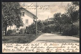 AK Safenwil, Strassenpartie mit Kirche