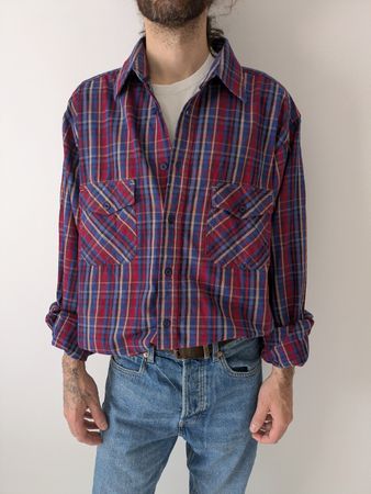 Herren Hemd James Pringle kariert rot blau Grösse XL