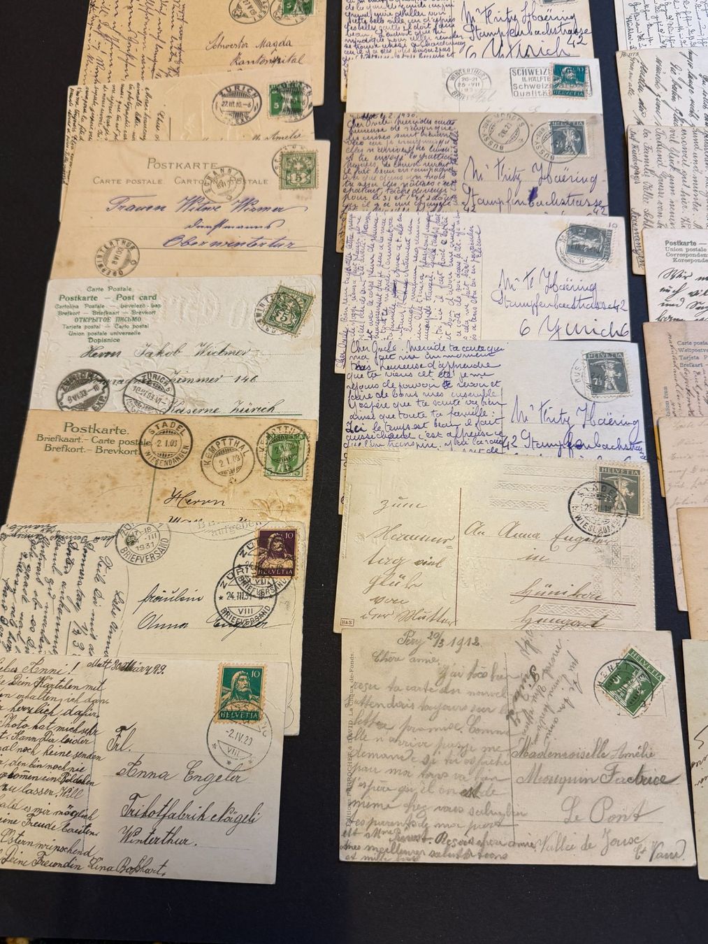 Tutti i francobolli: 30 alte Postkarten mit CH-Marken (ca. 1900-1930) – Usato da Eschlikon TG venduto da Tiefe7 8