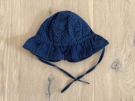 Sonnenhut Baby Mädchen Dunkelblau mit Pünktchen Gr. 68