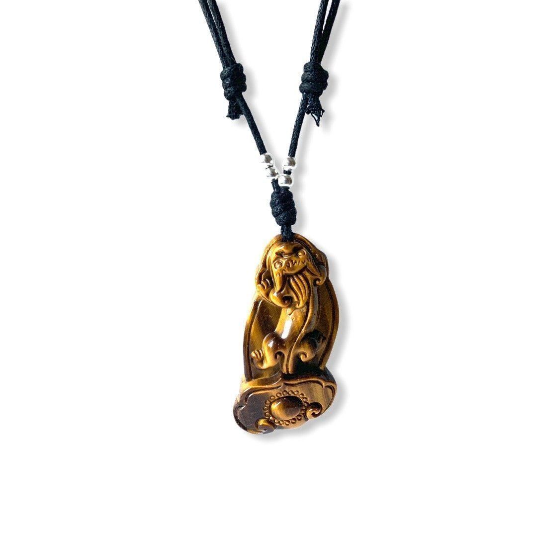 Ciondoli: TIGERAUGE EDELSTEIN ANHÄNGER KETTE – Nuovo e nell'imballaggio originale da Zürich venduto da MEVAS-Schmuck 1
