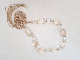 Damen Muschel Gürtel 80-90 Weiss Beige