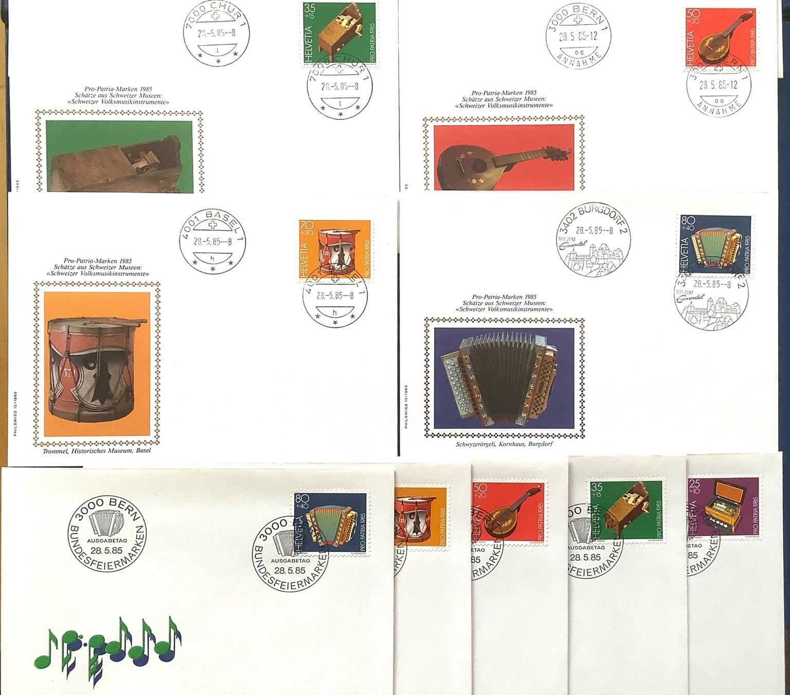 Tutti i francobolli: 1985 Pro Patria FDC 4er + Einzel + Einzel Phliswiss – Nuovo (secondo la descrizione) da Liestal venduto da Skunk02 2